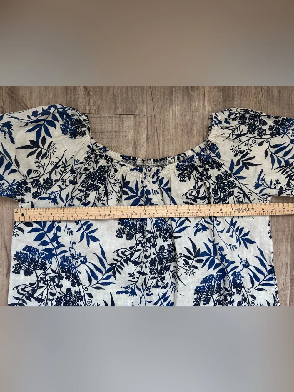 100% linen made in Italy Blue Floral dress summer romantic flower lagenlook - Picture 9 of 10